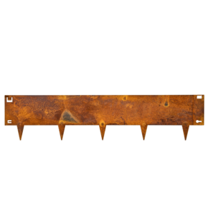 Cortenstaal Borderrand 24x106 cm, Cortenstaal borderrand, tuinborders, duurzame tuinborder, cortenstaal tuin, tuinverfraaiing, bloembedden afbakenen, roestige uitstraling, weerbestendige borderrand