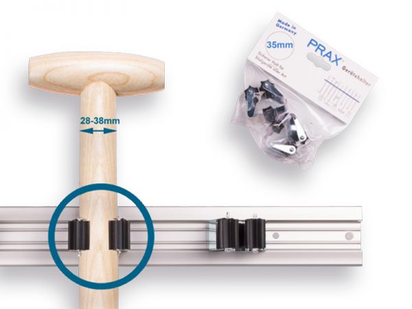 PRAX  Steelklem  Ø 35 mm voor stelen van 28 tot 38 mm.  Prijs per twee in blister.