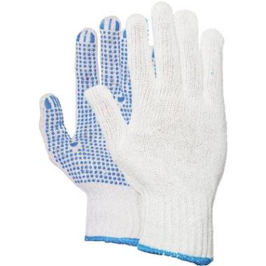 Rondgebreide polyester/katoen handschoen met PVC nop