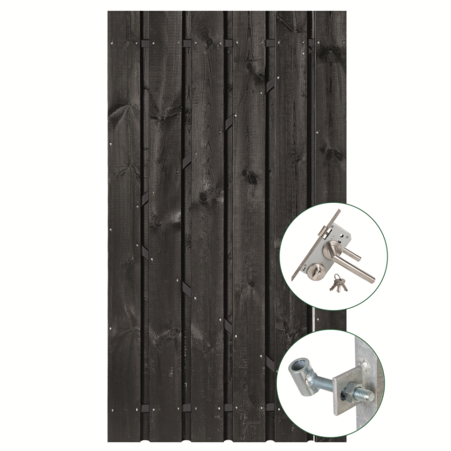 Tuindeur Privacy met RVS slot H195xB90cm