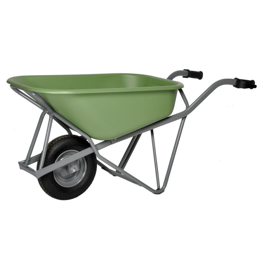 Kruiwagen,90L hdpe groen Profi-Max Plus v.v. blokprofiel luchtband