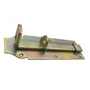 Hangslotschuif vlak 120 mm - Geel verzinkt 10 stuks