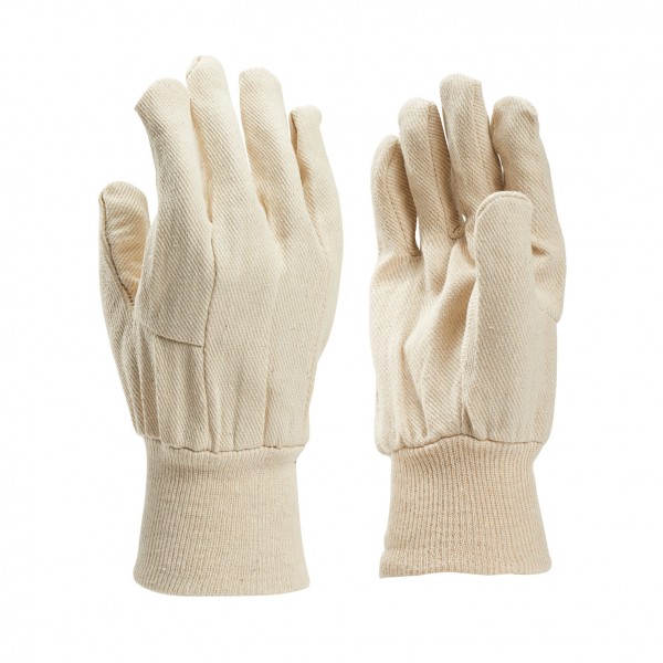 Katoenen keperdoek handschoen met tricot boord