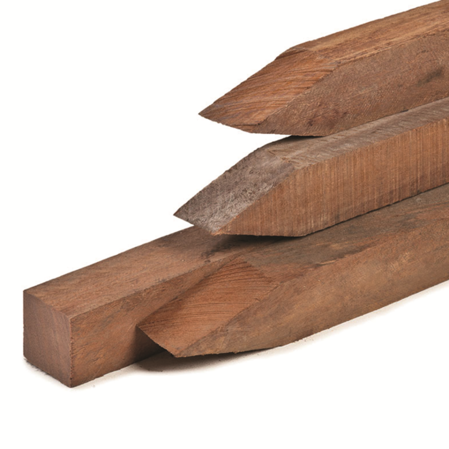 Paal hardhout met punt 6.0x6.0x150cm