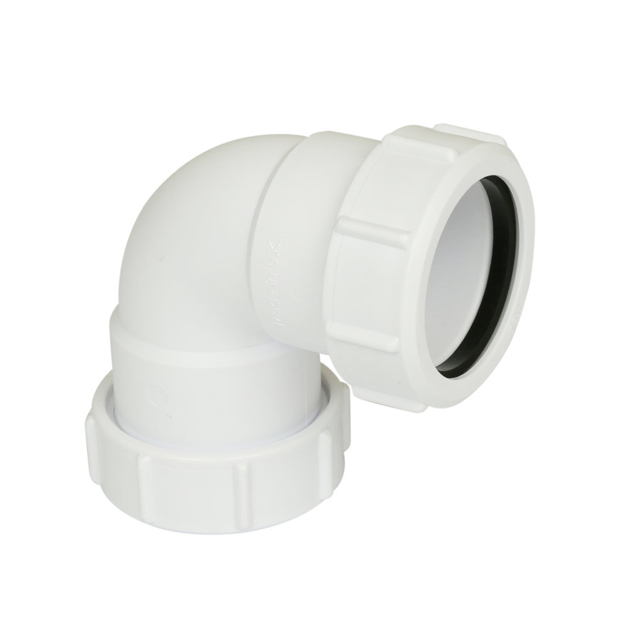 McAlpine bocht 90°, 2x klem, met rubberring, 40 mm