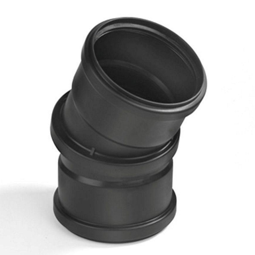 Dyka pp verdraaibare bocht 0-30°, zwart, 2x manchet, 110 mm
