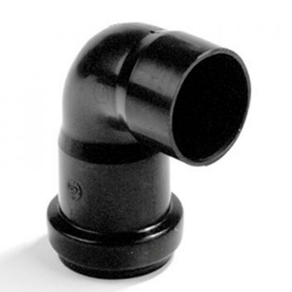 Dyka pp sifonbocht, zwart, 90°, 1x manchet / 1x spie, 40 mm