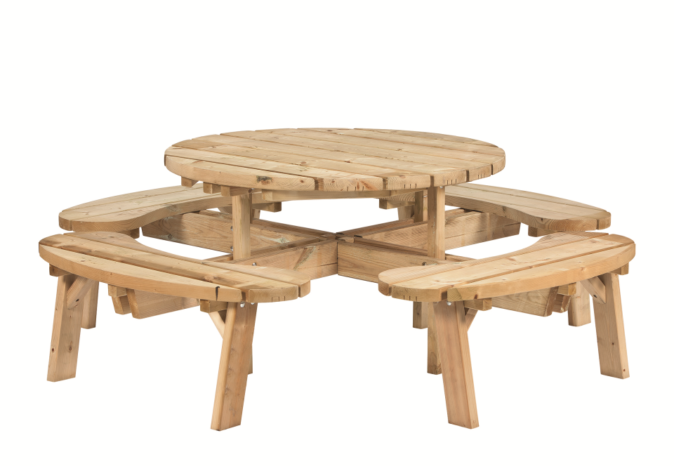 Picknicktafel rond geïmpregneerd vuren 219x73