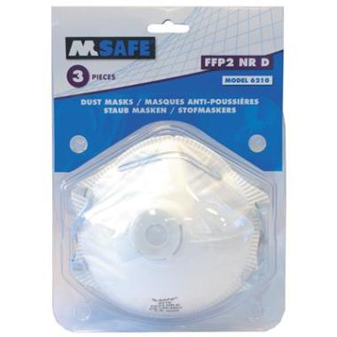 M-Safe 6210 stofmasker FFP2 NR D met uitademventiel in blisterverpakking