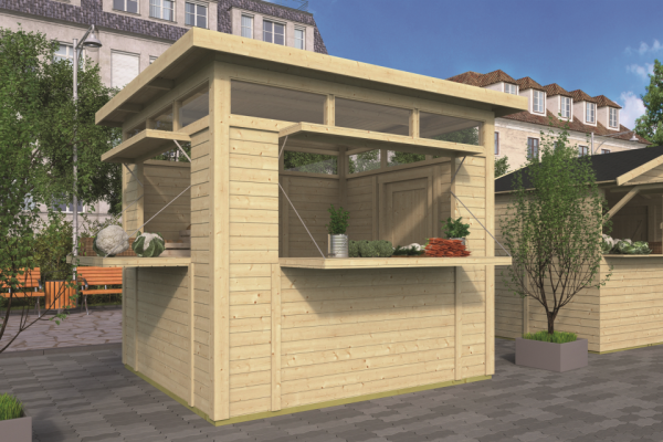 Houten Kiosk Modern 277 x 244 x 234 cm Luxe Verkoopkraam