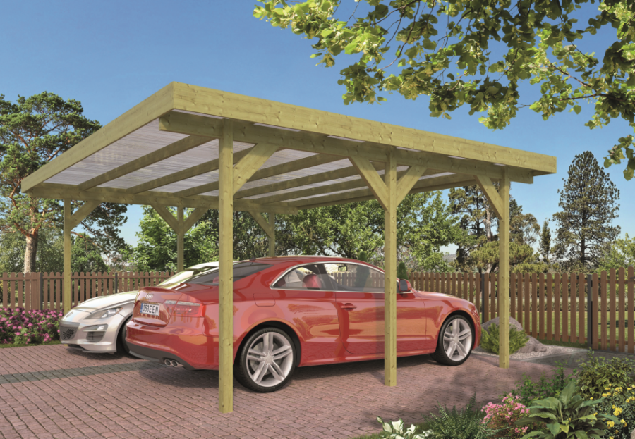 Houten Carport Dubbel 600 x 500 cm voor 2 auto's