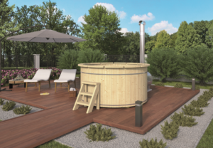 Hottub Thermowood met externe aluminium kachel