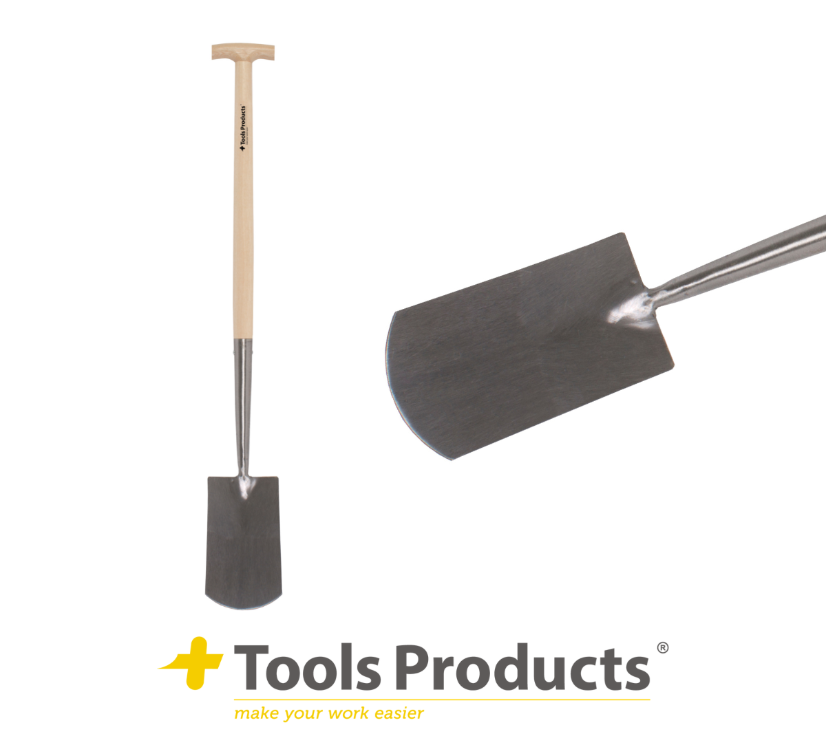 +Tools Spade 120 cm &VerticalLine; Fiberkern &VerticalLine; met hals &VerticalLine; Blank geslepen