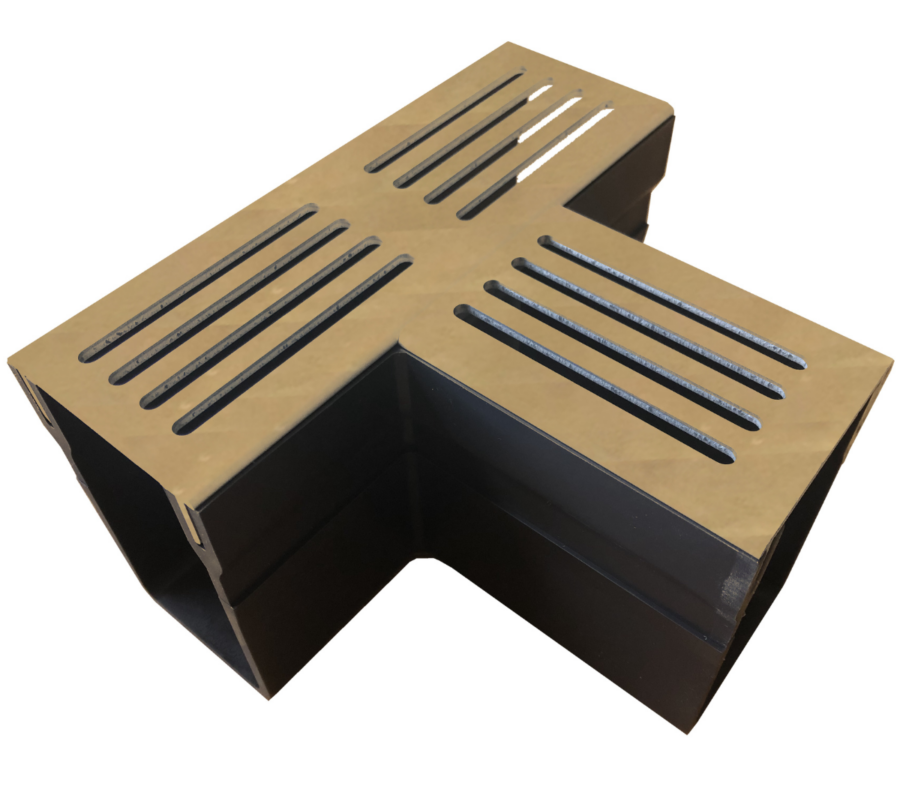+Garden Drain 65/100 T-stuk met Corten staal rooster
