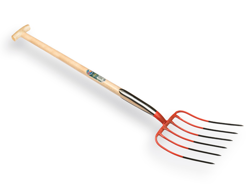 Mestvork OFFNER  6 tands met dubbele veren, met T-steel  90 cm