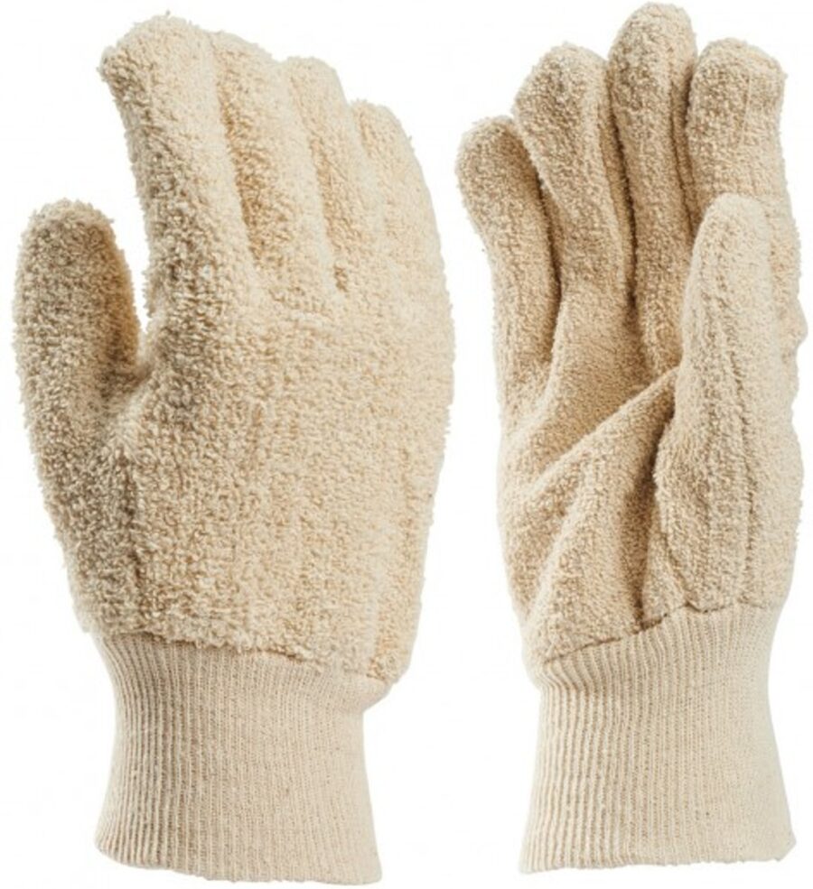 Lussendoek handschoen van katoen met tricot boord