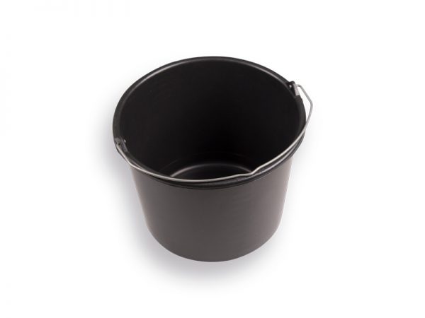 Bouwemmer  12 liter  zwart,  met  hengsel
