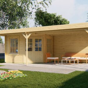 Blokhut/Tuinhuis Annette met overkapping