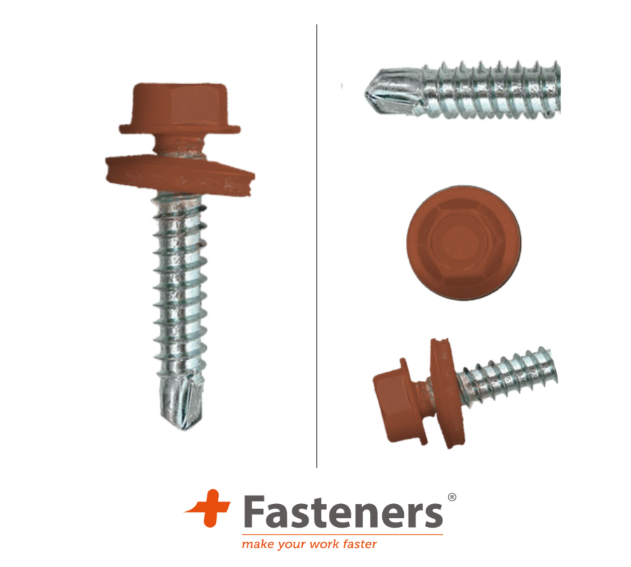 +Fasteners® Dakpanplaatschroeven met Kleur 4,8x35 Zn R8004 100 st.