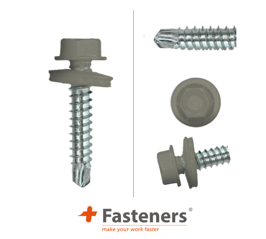 +Fasteners® Dakpanplaatschroeven met Kleur 4,8x35 Zn R7003 100 st.