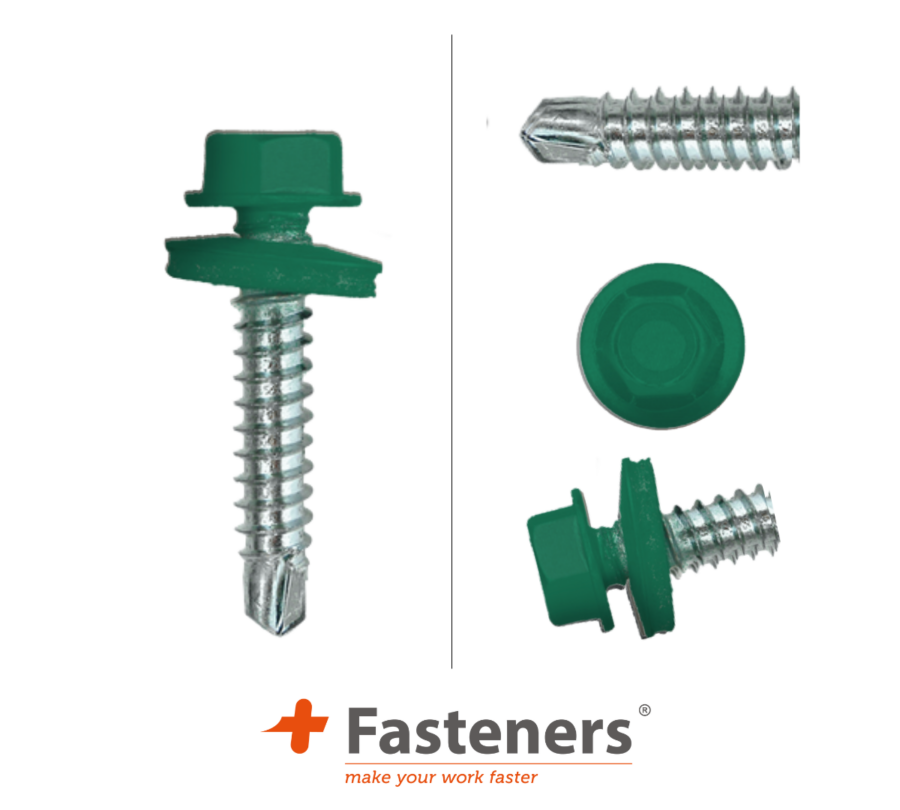 +Fasteners® Dakpanplaatschroeven met Kleur 4,8x35 Zn R6016 100 st.