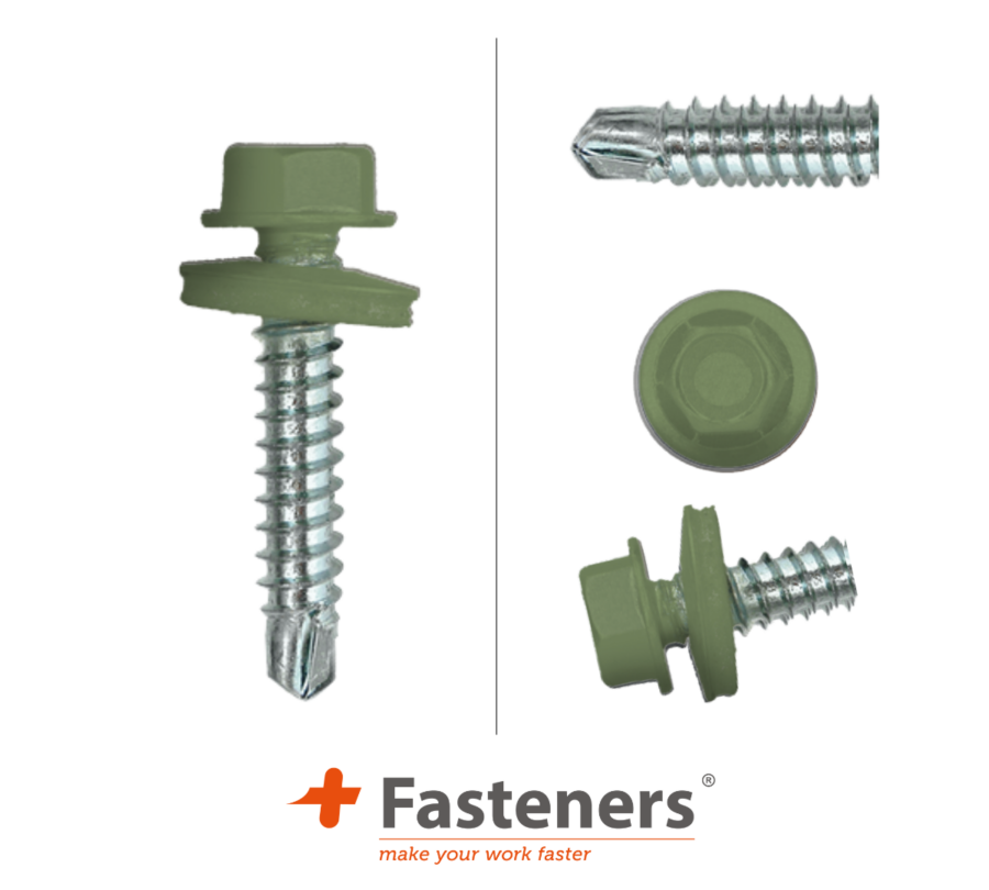 +Fasteners® Dakpanplaatschroeven met Kleur 4,8x35 Zn R6011 100 st.