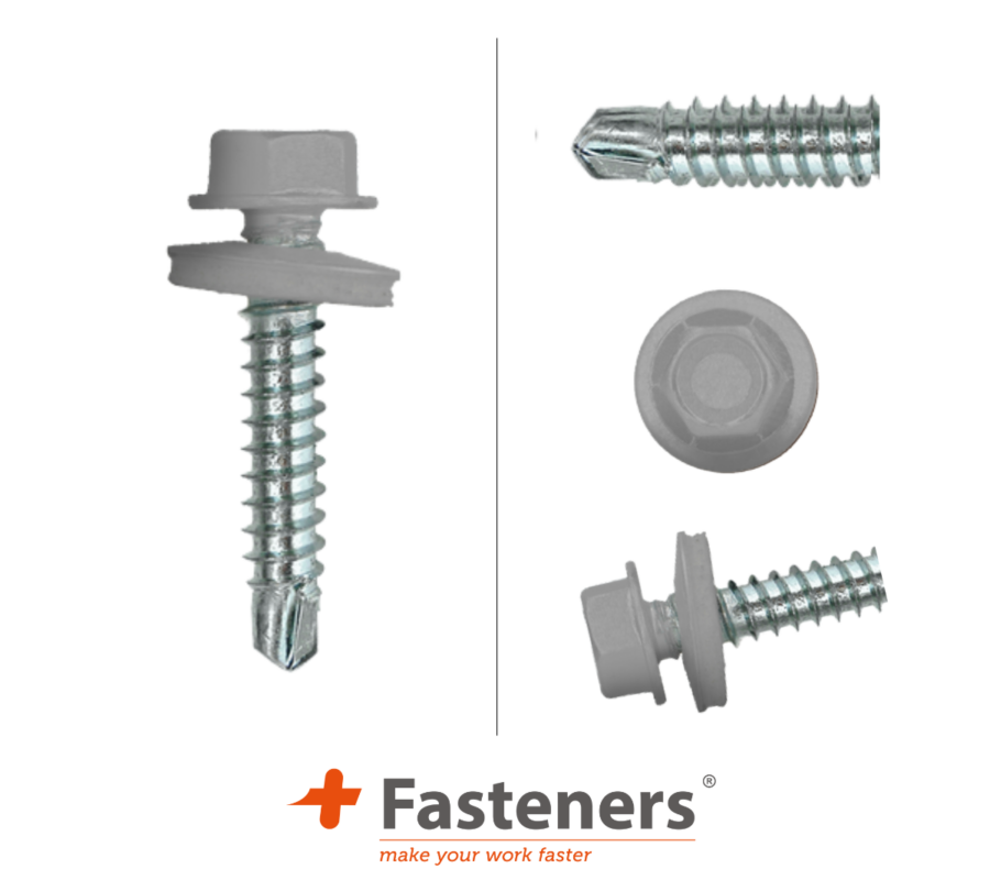 +Fasteners® Dakpanplaatschroeven met Kleur 4,8x35 Zn R7036 100 st.