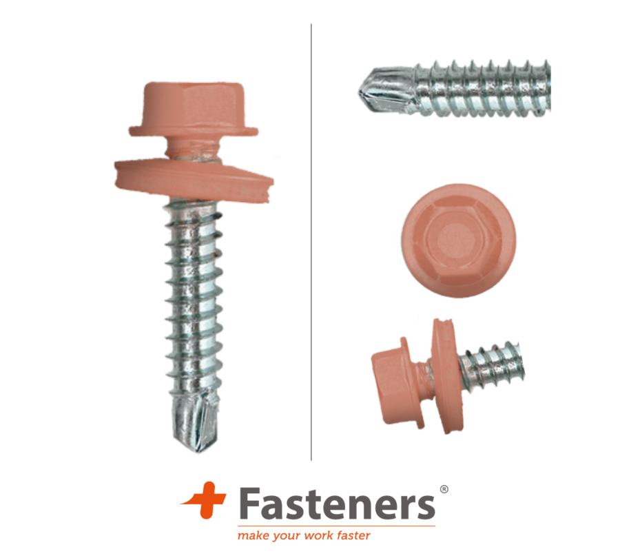 +Fasteners® Dakpanplaatschroeven met Kleur 4,8x35 Zn R3012 100 st