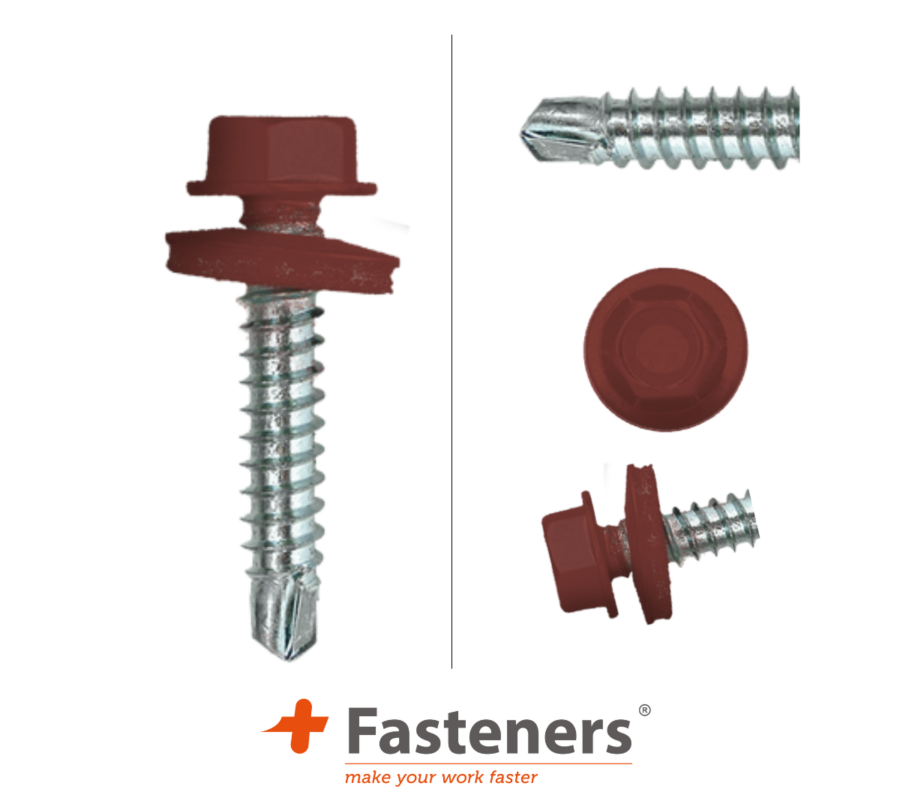 +Fasteners® Dakpanplaatschroeven met Kleur 4,8x35 Zn R3009 100 st.