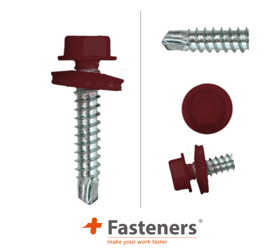 +Fasteners® Dakpanplaatschroeven met Kleur 4,8x35 Zn R3005 100 st.