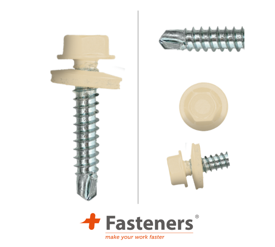 +Fasteners® Dakpanplaatschroeven met Kleur 4,8x35 Zn R1015 100 st.
