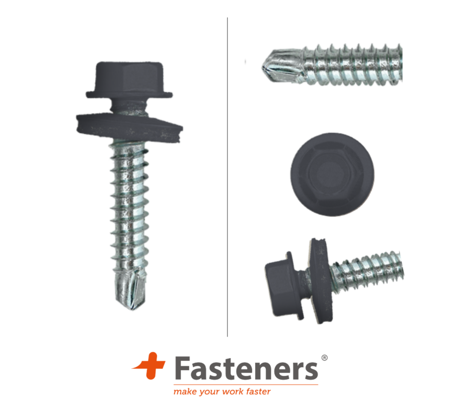 +Fasteners® Dakpanplaatschroeven met Kleur 4,8x35 Zn R7024 100 st.