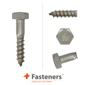 +Fasteners® Houtdraadbout M10x150 RVS 50 st.