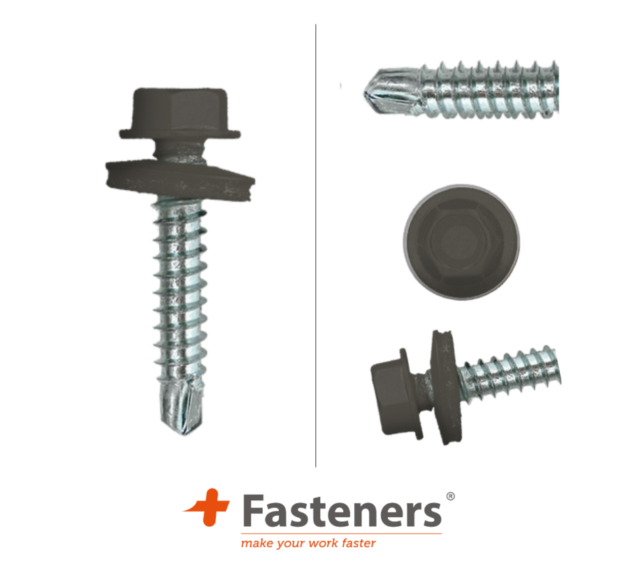 +Fasteners® Dakpanplaatschroeven met Kleur 4,8x35 Zn R7022 100 st.