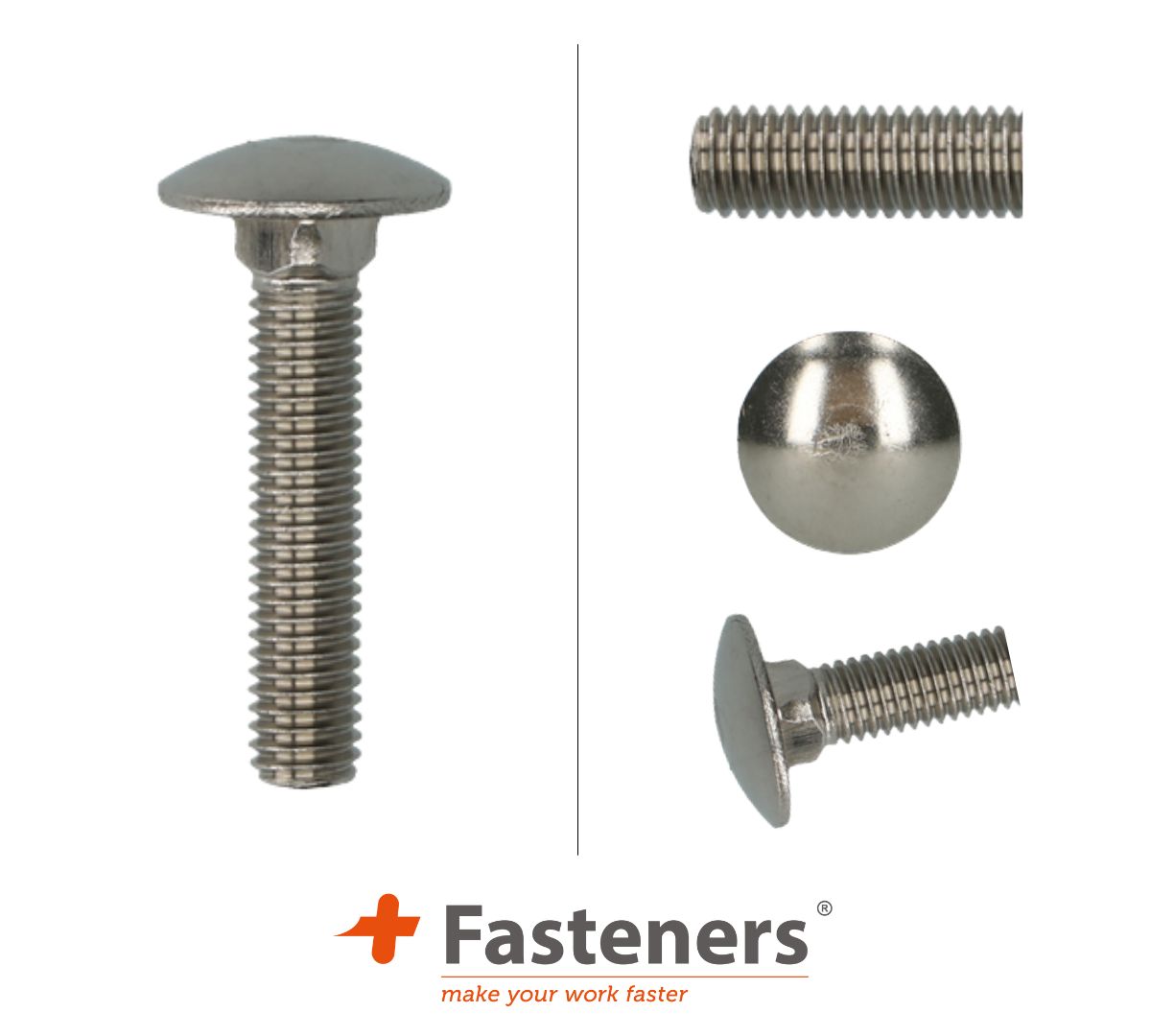 +Fasteners® Slotbout M10x90 RVS, 25 stuks