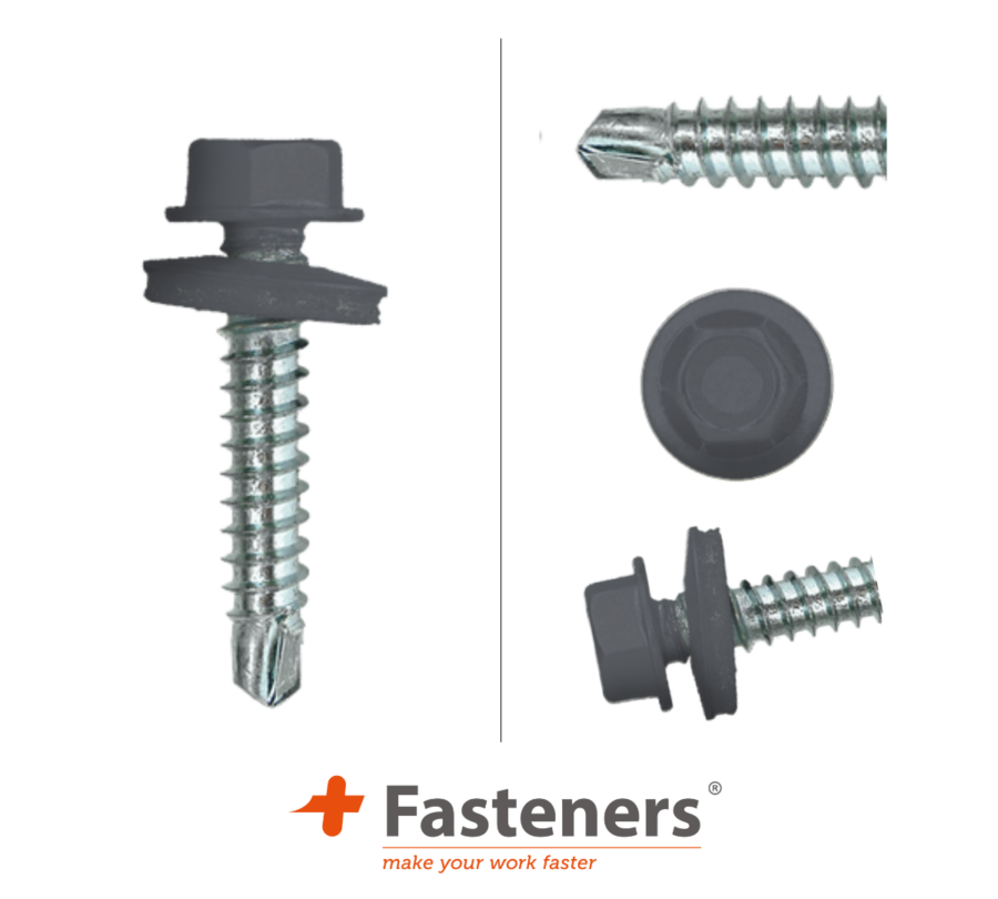 +Fasteners® Dakpanplaatschroeven met Kleur 4,8x35 Zn R7011 100 st.