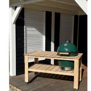 +Garden kamado BBQ tafel Q100 massief eiken