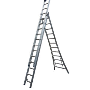 Reform ladder 3x9 uitgebogen geanodiseerd 3 ladders 9 tredes C, 2.50m, 5.50m