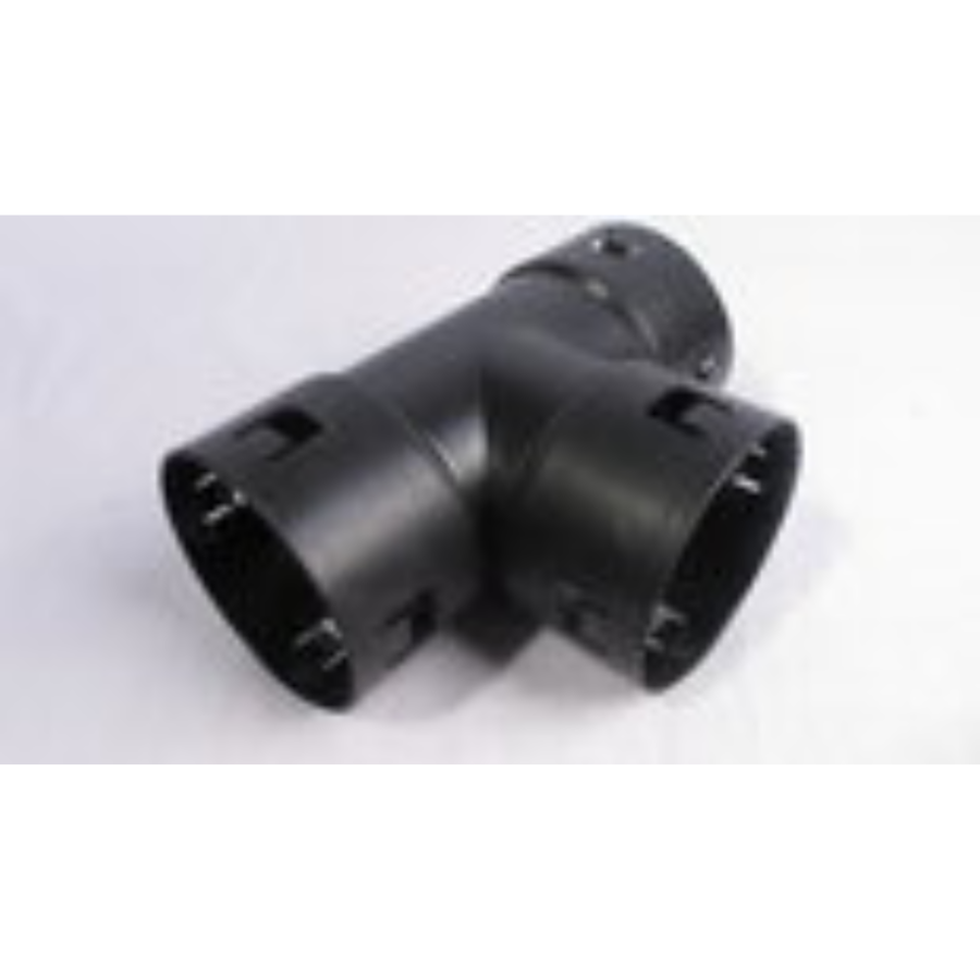 PP T-stuk, zwart  Ø 100 x 100 x 100 mm