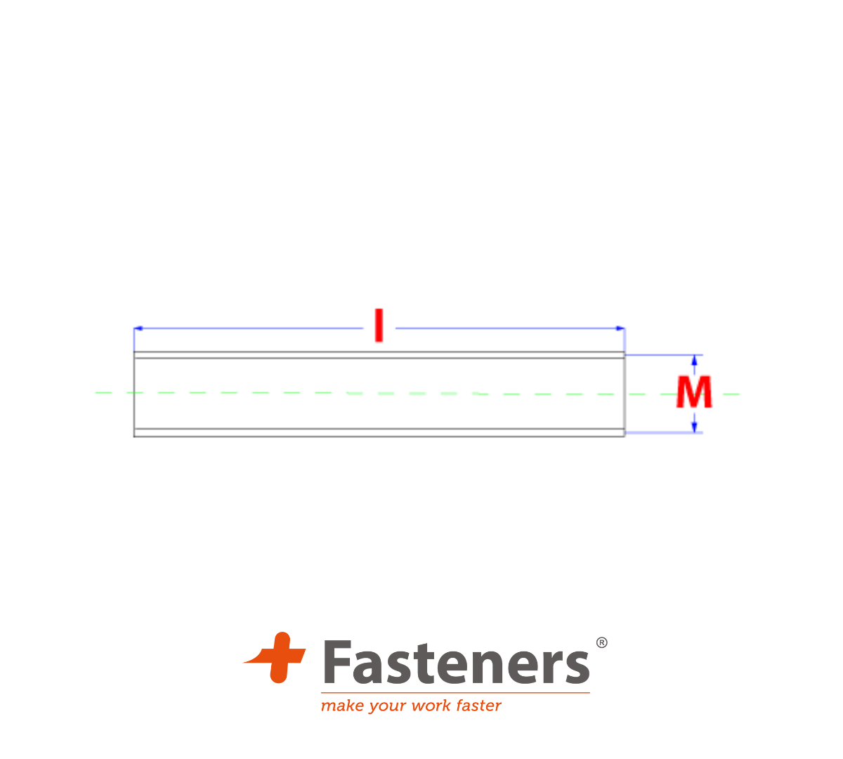 +Fasteners® Draadeinde 4.8 DIN 976 M12x1000 Zn/etiket