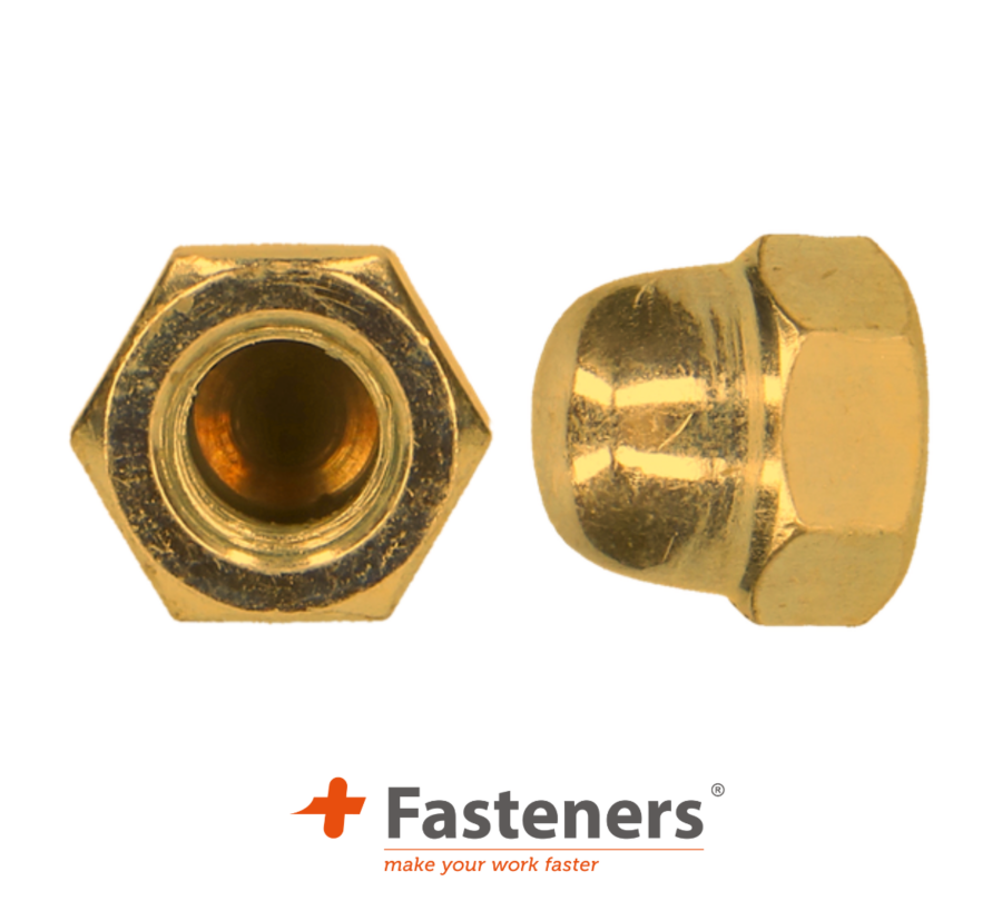 +Fasteners® Zeskant dopmoer DIN 1587 M10 Ms/Ni 100st