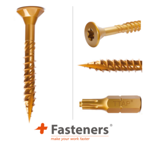 +Fasteners® Houtschroef geelverzinkt  8,0 x 300/100, 75 Stuks
