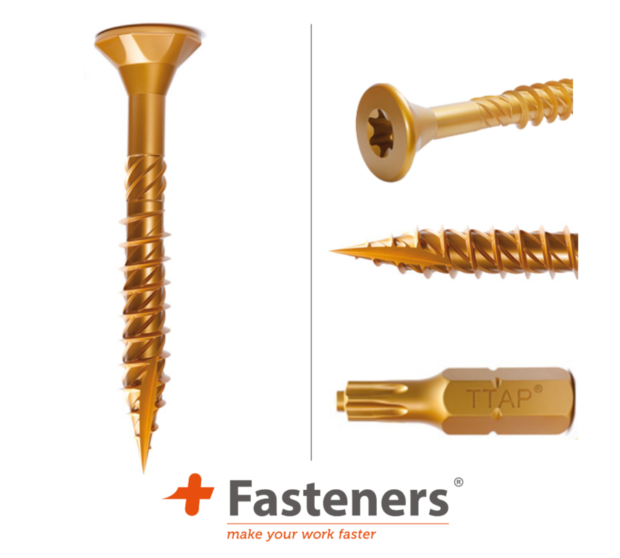 +Fasteners® Houtschroef geelverzinkt 4,5 x 60mm, 200 stuks