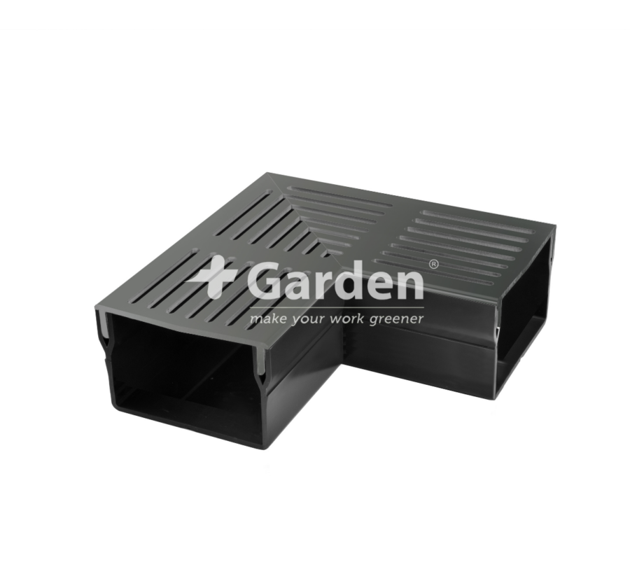 +Garden® Drain 100/50 hoekstuk met zwart aluminium rooster