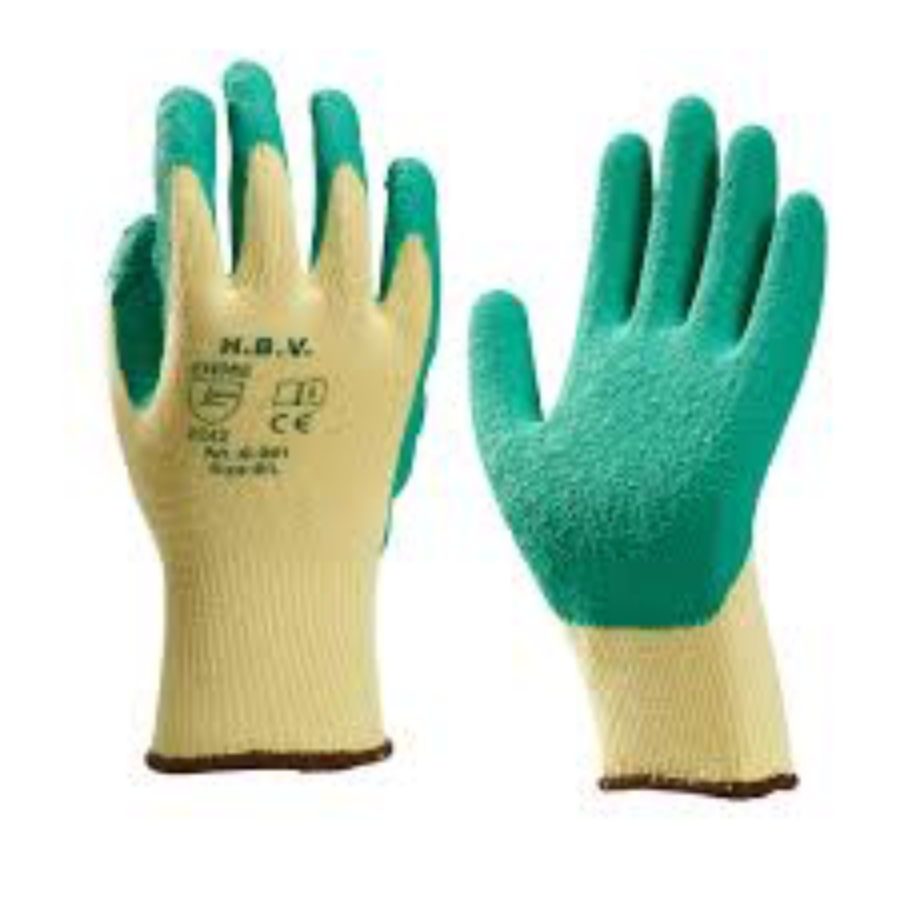 Poly/katoenen handschoen latex gecoat groen