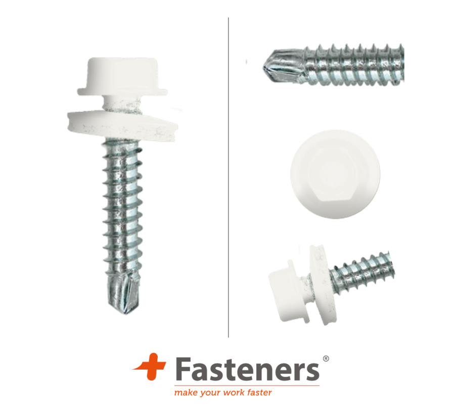 +Fasteners® Dakpanplaatschroeven met Kleur 4,8x35 Zn R9016 100 st.