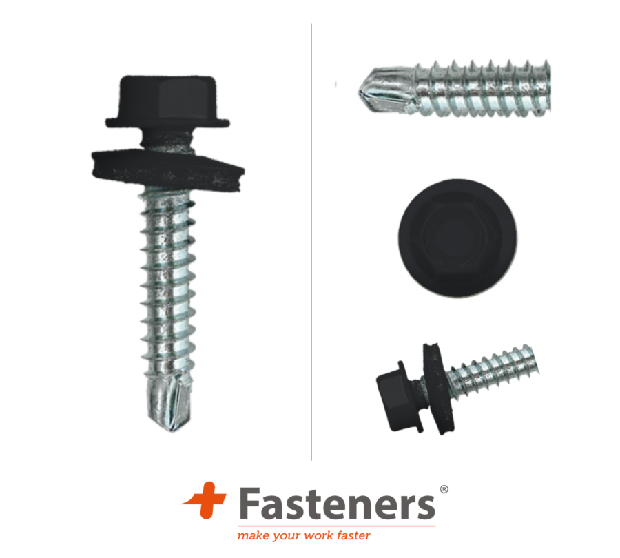 +Fasteners® Dakpanplaatschroeven met Kleur 4,8x35 Zn R9011 100 st.