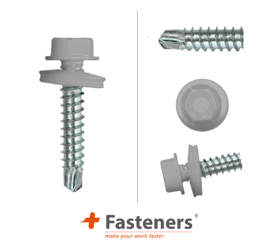 +Fasteners® Dakpanplaatschroeven met Kleur 4,8x35 Zn R9007 100 st.