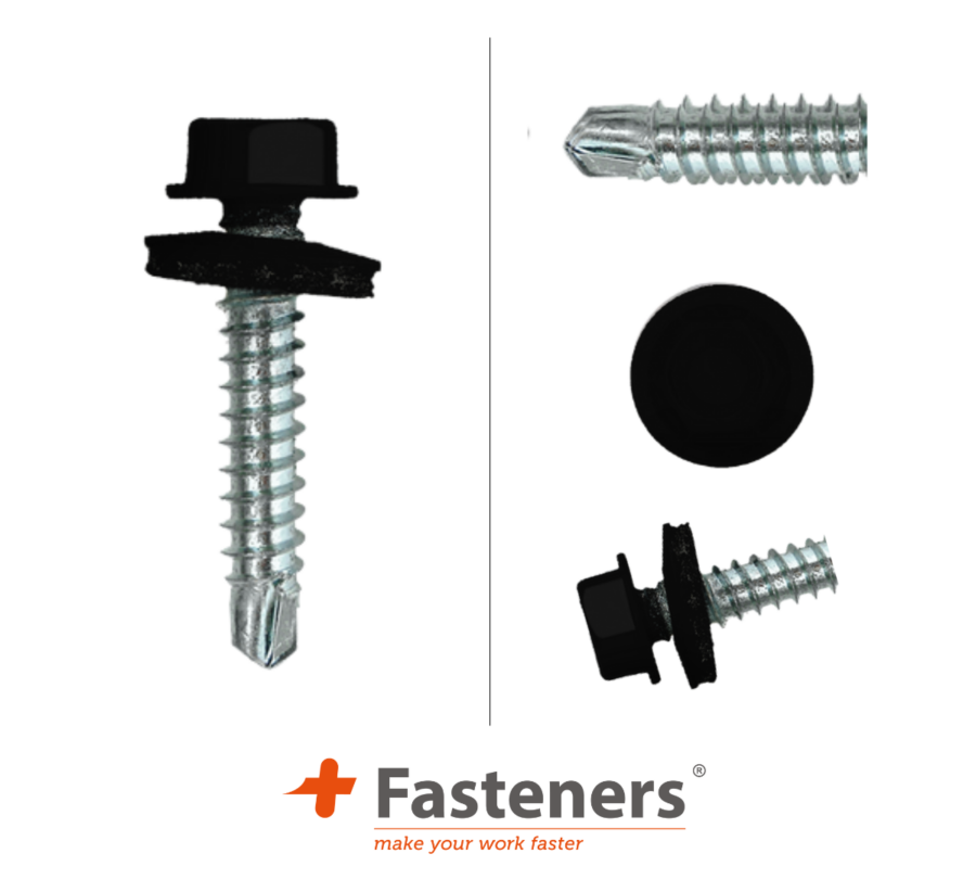 +Fasteners® Dakpanplaatschroeven met Kleur 4,8x35 Zn R9005 100 st.