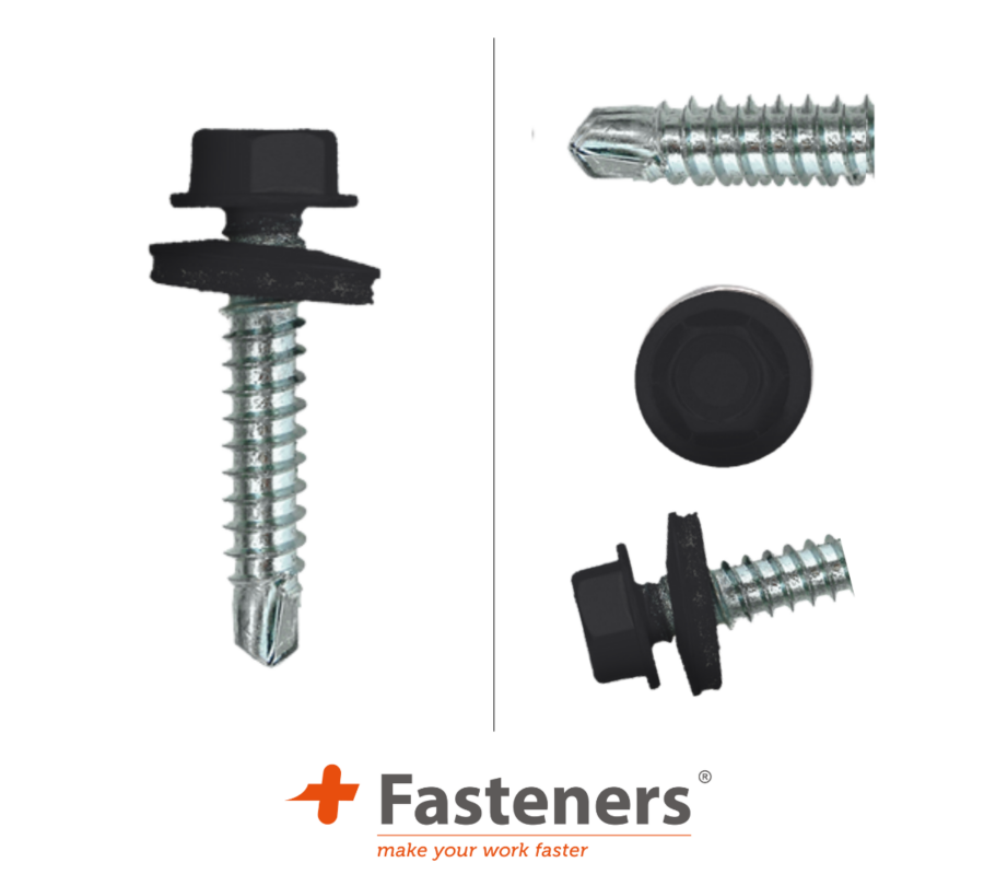 +Fasteners® Dakpanplaatschroeven met Kleur 4,8x35 Zn R9004 100 st.